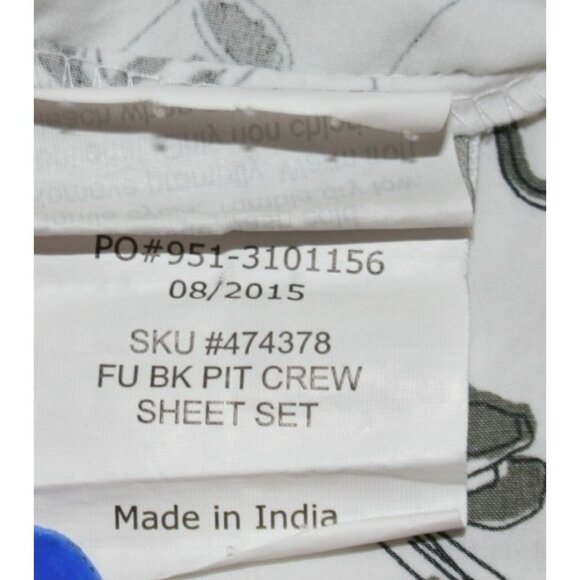 Land of Nod Pit Crew Flat Crib Sheet & Std Pillowcase Cars Tools Race Theme - Picture 7 of 7